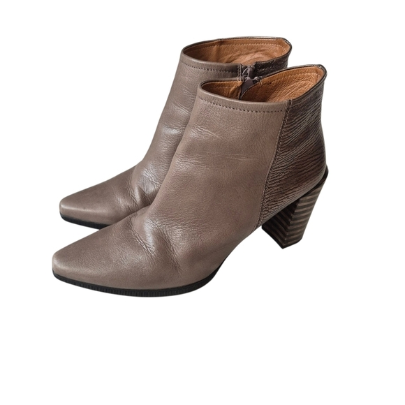 Hispanitas Taupe & Bronze Leather Heeled Ankle Boots - Picture 2 of 12